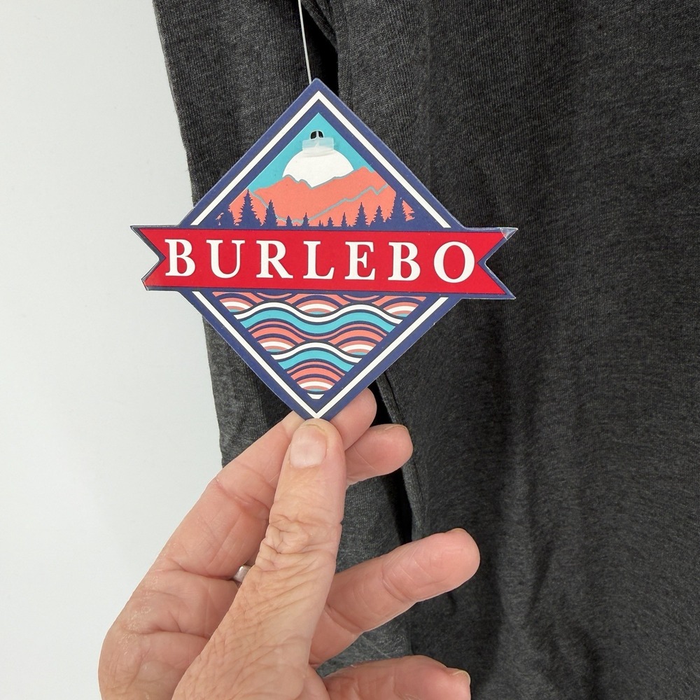 NWT Burlebo T-Shirt Mens M Charcoal Gray Long Sleeve Crew Deer Hunting Pocket - Picture 6 of 10